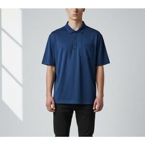 Calvin Klein Performance Mens Polo Shirt Regular Fit L Blue Polyester Blend 2w x